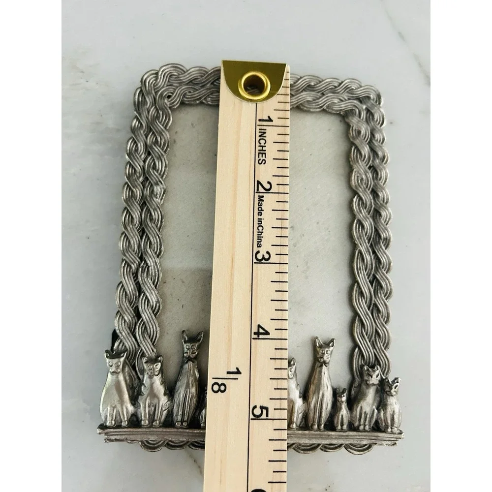 Pewter Picture Frame Felines 3X5 Tabletop Barron Cat Lady Kittens